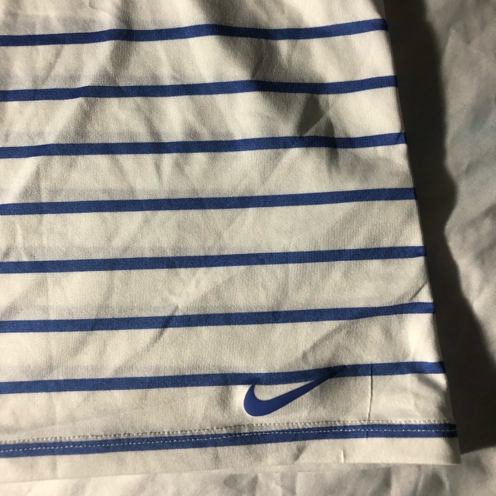 Nike razor back lined tank top blue and white.